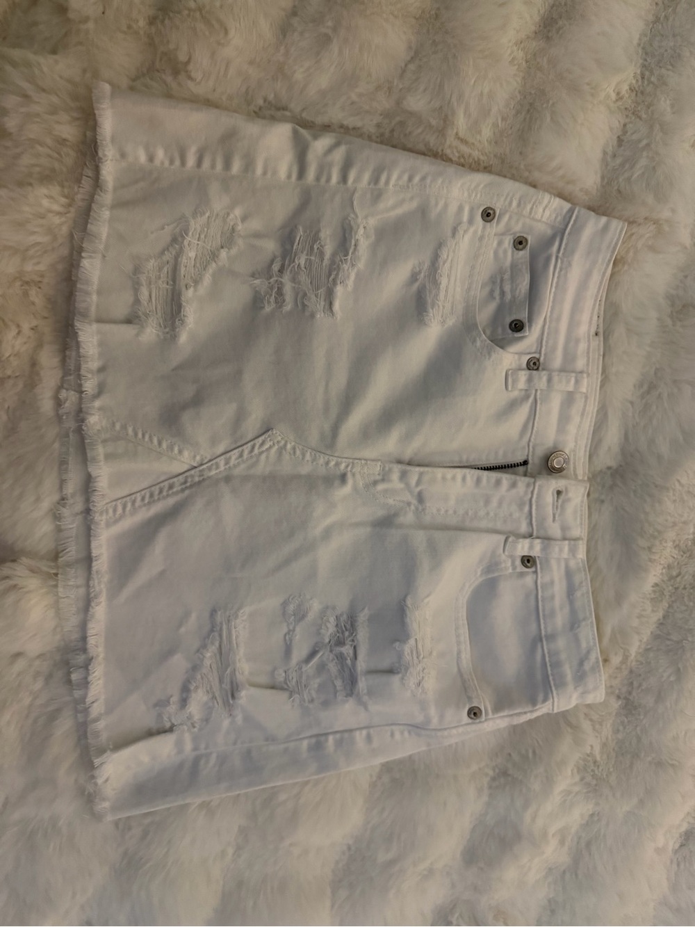 American Eagle Outfitters White Denim Mini Skirt with Front Pocket
